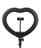 Світлодіодна лампа біла яскрава 2 режими серце 33 см зі штативом 2м 18 Вт, кільцева лампа для фото лампа LED тепле холодне світло, фото 8