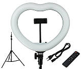 Світлодіодна лампа біла яскрава 2 режими серце 33 см зі штативом 2м 18 Вт, кільцева лампа для фото лампа LED тепле холодне світло, фото 10
