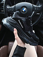 Кросівки жіночі Balenciaga Triple S Black чорні баленсіага повсякденні