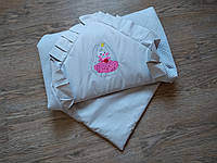 Конверт на выписку серый одеяло плед коляску кроватку новорожденному малышу подарок девочке 00198
