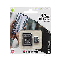 Карта пам'яті Kingston MicroSDHC (UHS-1) 32gb Class 10 & Adapter (Чорний)