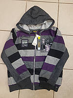 Теплая трикотажная толстовка с капюшоном на мальчика - подростка фиолетовый, 152