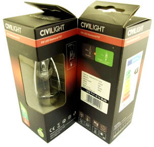 Світлодіодна лампа CIVILIGHT KP35T5 E14 5W Diamond Silver candle F37 2700К (warm white) Код.58579, фото 3