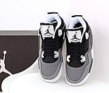 Мужские кроссовки Jоrdan 4 Retro, серые с черным, фото 4
