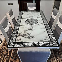 Стіл з 3D малюнком + 6 стільця кухонний обідній стіл зі скла