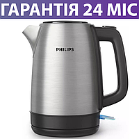 Електрочайник Philips Kettle, металевий, сріблястий, електричний чайник Філіпс