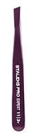 Пинцет для бровей Staleks Pro Expert 11 Type 3v (широкие скошенные кромки), фиолетовый