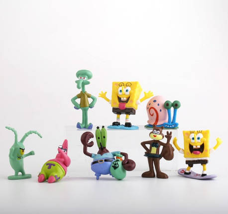 Набір Фігурок Губка Боб 8 штук комплект, фото 1