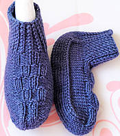 Шкарпетки дитячі тапочки в'язані унісекс домашні спицями