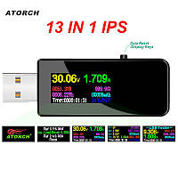 USB-тестер Atorch U96P 13-в-1. Цифровий вольтметр, амперметр постійного струму, напруги.