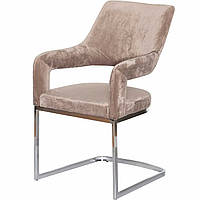 Стілець обідній на металевих полозах Берналь оббивка велюр колір бежевий PrestolTM