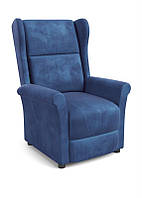 Кресло синее для отдыха Halmar AGUSTIN 2 75/92-160/107-83/45 см