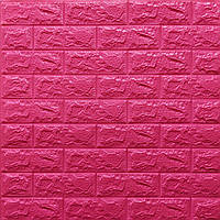 700х770х7мм Самоклеюча декоративна 3D панель цегла, панелі під цеглу, 3d панелі для стін під темно рожеву цеглу