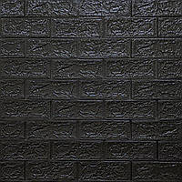 Панели для стен самоклеющиеся, самоклейка на кухню на стену, стеновые панели 3д под кирпич Черный 700x770x5мм
