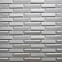 Панели 7 мм, 3д панели для стен, декоративные 3д панели 3д кладка серебро 770х700х7