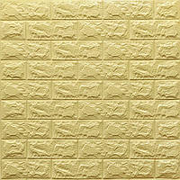 Панелі 7 мм, 3д панелі для стін, 3d панель самоклеюча, м'які панелі самоклеючі, самоклейка кімната жовто-пісочна цегла 700x770x7мм