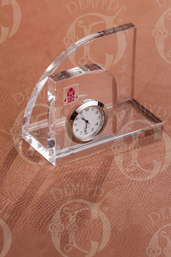 Визитница из стекла с  часиками