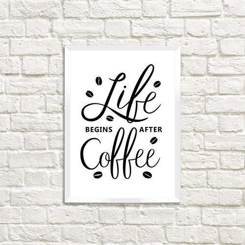 Постер у рамці Life begins after coffee A3 (WMT3_COF002_WH)