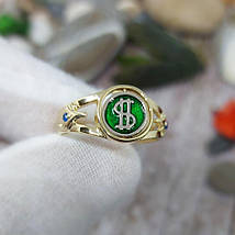 Долар і євро з обертовим щитком, кільце перстінь печатка, фото 5