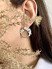 Різні сережки у парі Квітка бажань з білими каменями, фото 2