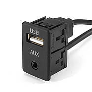 Кабель подовжувач AUX USB на 2 RCA тюльпана 1.5 м для авто магнітоли mp3 порт панель провод в машину аукс юсб, фото 5