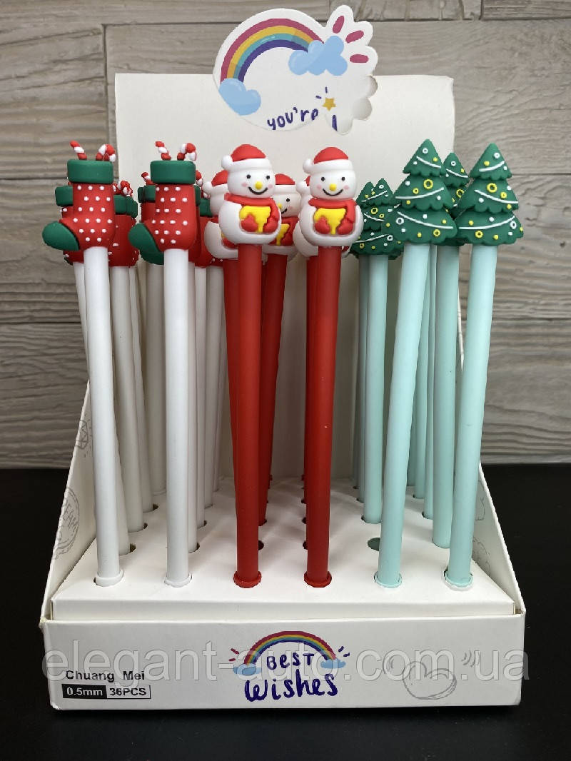 Ручка новорічна NS923 Новорічний мікс (чобіток, сніговик, ялинка)