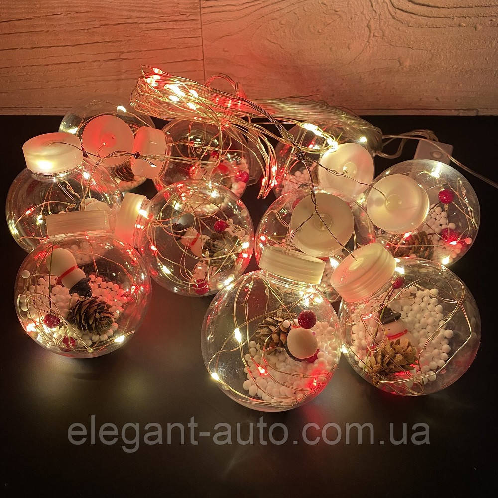 Гірлянда Штора "Сніговик" 3,0м*200Led (10 кульок) дріт, RGB (CL52M)