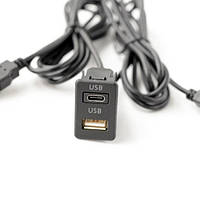 Кабель удлинитель 2x USB Type-C 1.5 м для автомобильной магнитолы порт панель провод в машину юсб тайп си