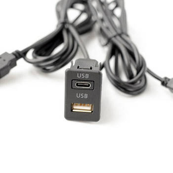 Кабель подовжувач 2x USB Type-C 1.5 м для автомобільної магнітоли порт панель провід в машину юсб тайп сі