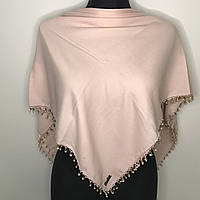 Однотонный кашемировый платок с бусинами 100 на 100, модель 4