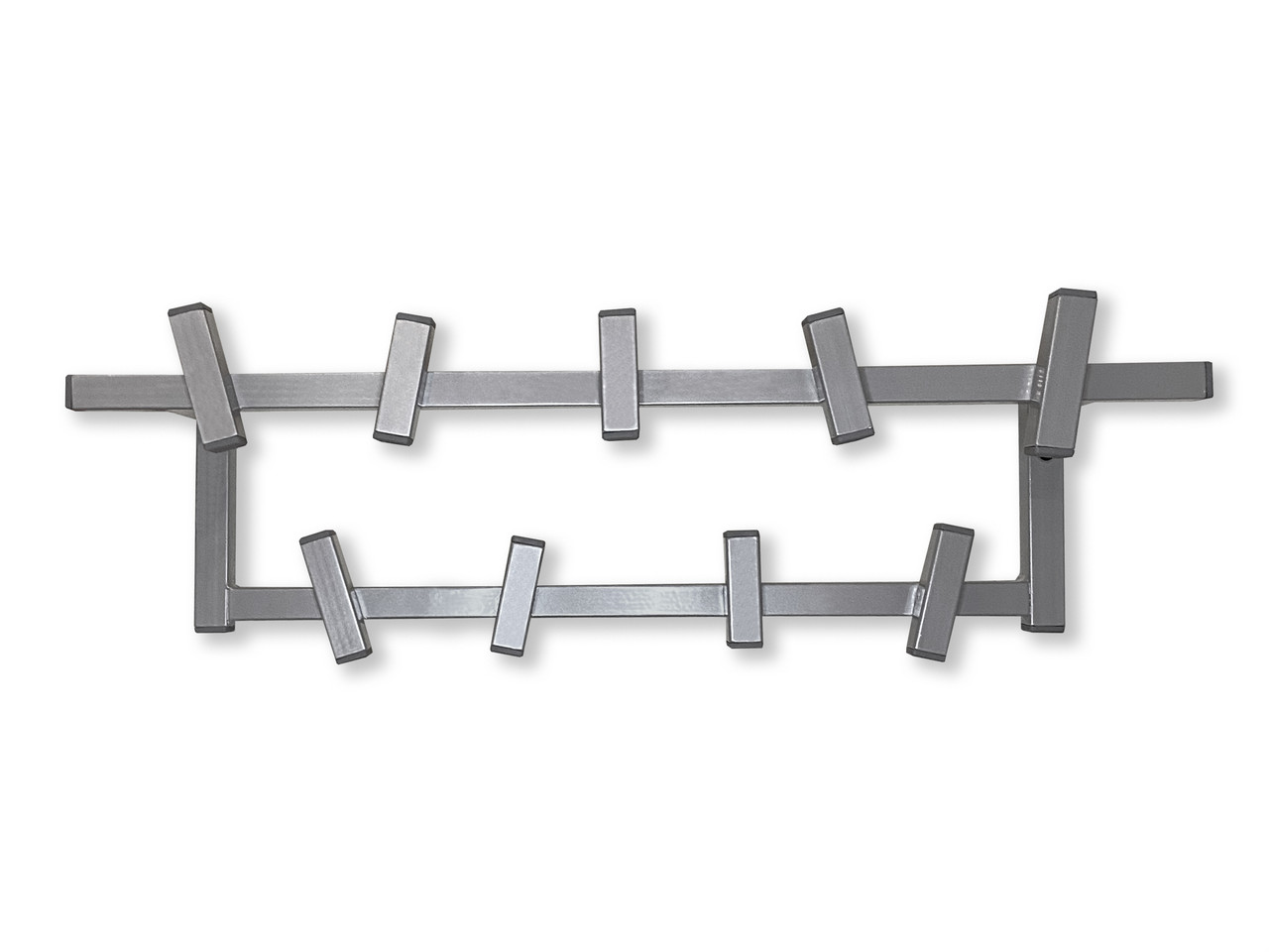 Вішалка металева настінна для передпокою ZT-2, 60 см, 9 гачків, колір алюміній