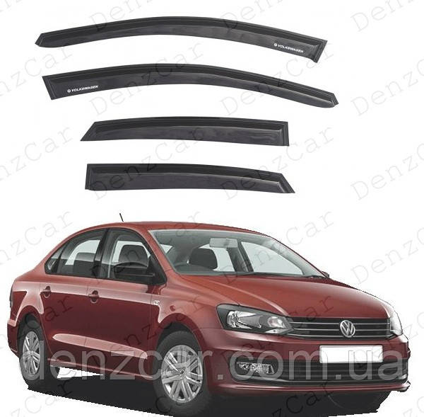 Вітровики Volkswagen Polo V Sd 5d 2009 (на скотчі)\Дефлектори вікон Фольксваген Поло седан