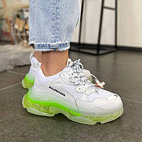 Кросівки жіночі Balenciaga Triple S White Neon Yellow білі повсякденні осінь весна баленсіага