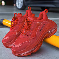 Кроссовки женские Balenciaga Triple S Clear Sole Red красные повседневные осень весна баленсиага