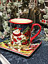 Набір із 4-х керамічних чашок для чаю "Різдво зі сніговиком" Certified International, фото 3
