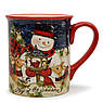 Набір із 4-х керамічних чашок для чаю "Різдво зі сніговиком" Certified International, фото 6