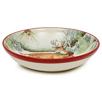 Салатник новорічний із кераміки з малюнком оленя "Зимовий ліс" Certified International