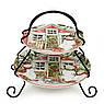 Фруктівниця двоярусна з новорічними малюнками "Різдвяний будиночок" Certified International, фото 3