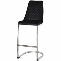 Барный стул на металлических ножках Прайм обивка велюр цвет чёрный Prestol