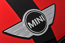 Емблема MINI (Міні) 115mm (значок, наклейка, логотип на капот, багажник) Сріблясто-Чорна, фото 3