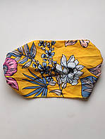 Пов'язка бандана на голову тканинна на гумці жовта квітковий принт
