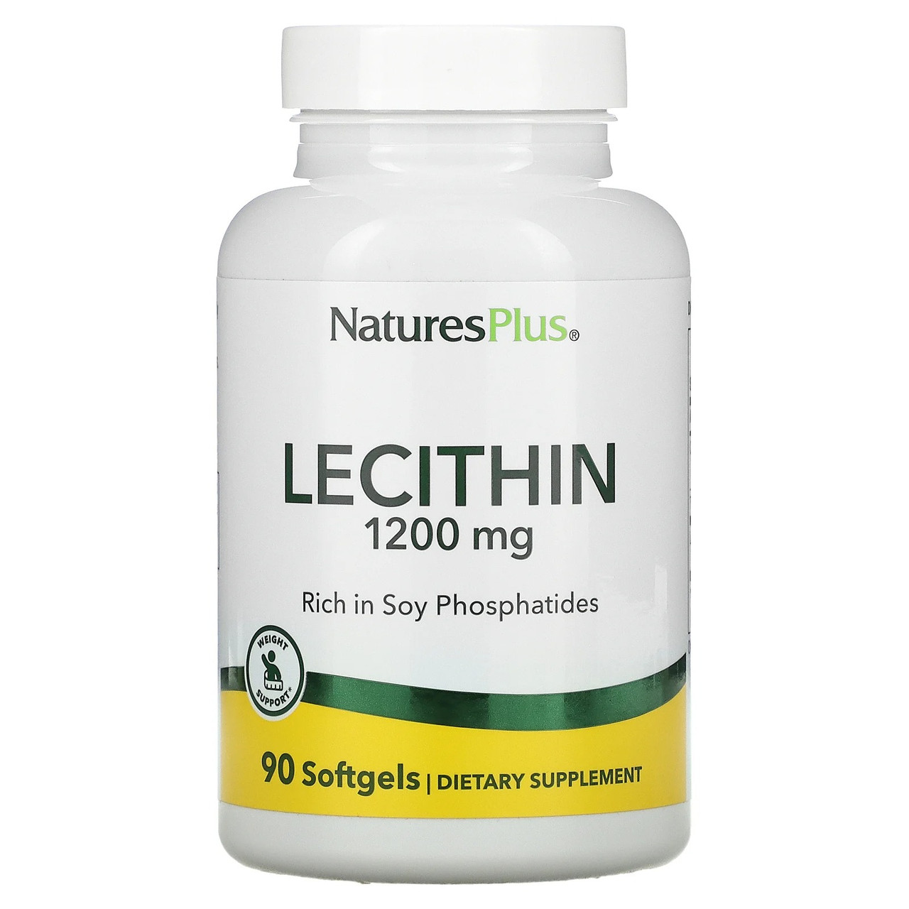 Соєвий лецитин 1200 мг Nature's Plus Lecithin для здоров'я мозку та печінки 90 м'яких таблеток