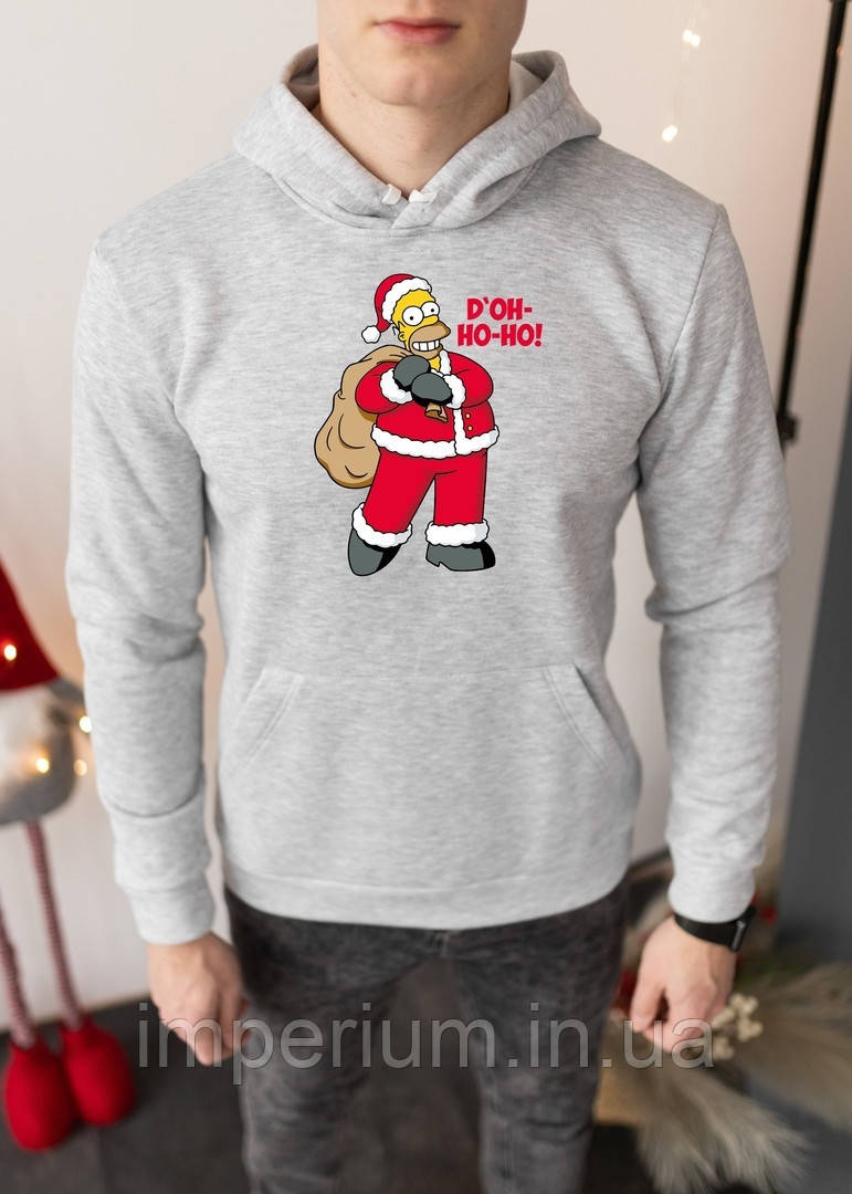 Худі homer simpson santa | сіра новорічна толстовка