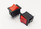 Перемикач клавішний KCD1-202-1, 2 групи, ON-OFF, 6 pin, 6A 250VAC/10A 125VAC, червоний, фото 4