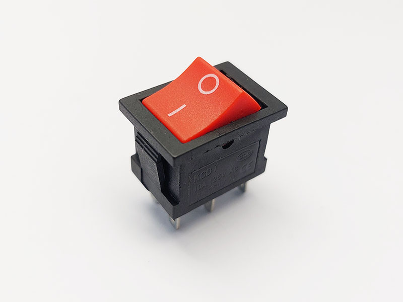 Перемикач клавішний KCD1-202-1, 2 групи, ON-OFF, 6 pin, 6A 250VAC/10A 125VAC, червоний