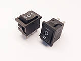 Перемикач клавішний KCD1-202-1, 2 групи, ON-OFF-ON, 6 pin, 6A 250VAC/10A 125VAC, чорний, фото 4