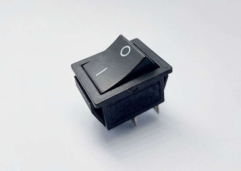 Перемикач клавішний KCD2-201N, 2 групи, ON-OFF, 4 pin, 16A 250VAC, чорний