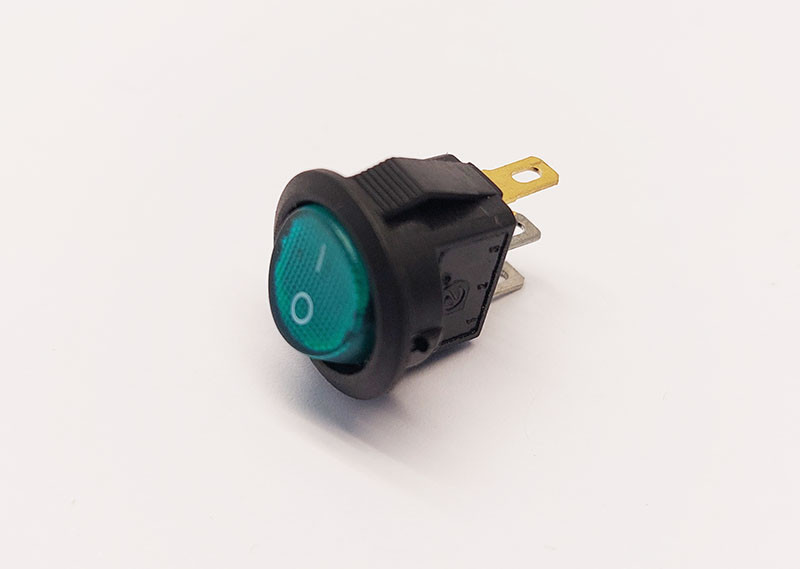 Перемикач клавішний KCD5-101N-2, з підсвіткою, 1 група, ON-OFF, 3 pin, 3A 250VAC/6A 125VAC, зелений, фото 1