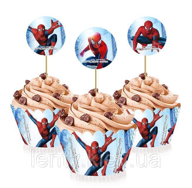 Набір для капкейків: Людина-павук (топери та накладки на кошики) (6 шт./пач.) (Картон)