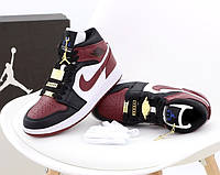 36-45 Nike Air Jordan 1 кроссовки красные черные демисезон мужские и женские Найк Джордан
